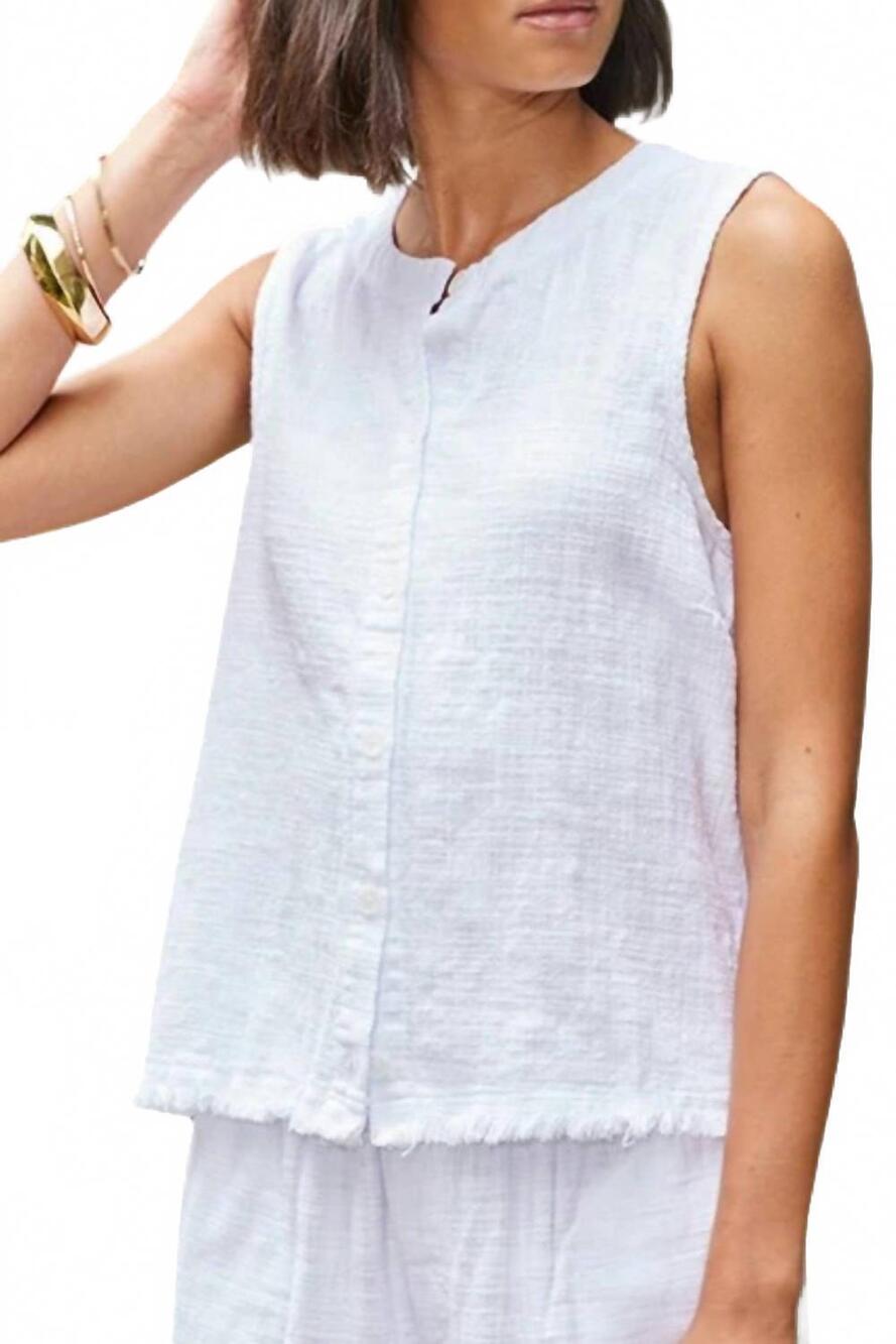 NEW BOBI button front tank top in white